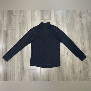 Smartwool Men's Merino Wool Base Layer Grey 1/4 Zip Top Size Large